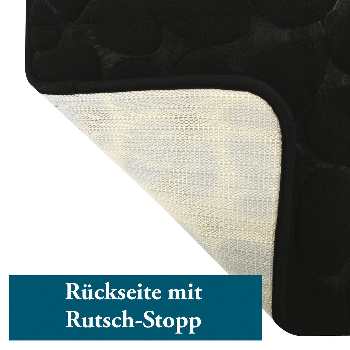 BADTEPPICH Schwarz 50/80 cm  - Schwarz, KONVENTIONELL (50/80cm) - Spirella