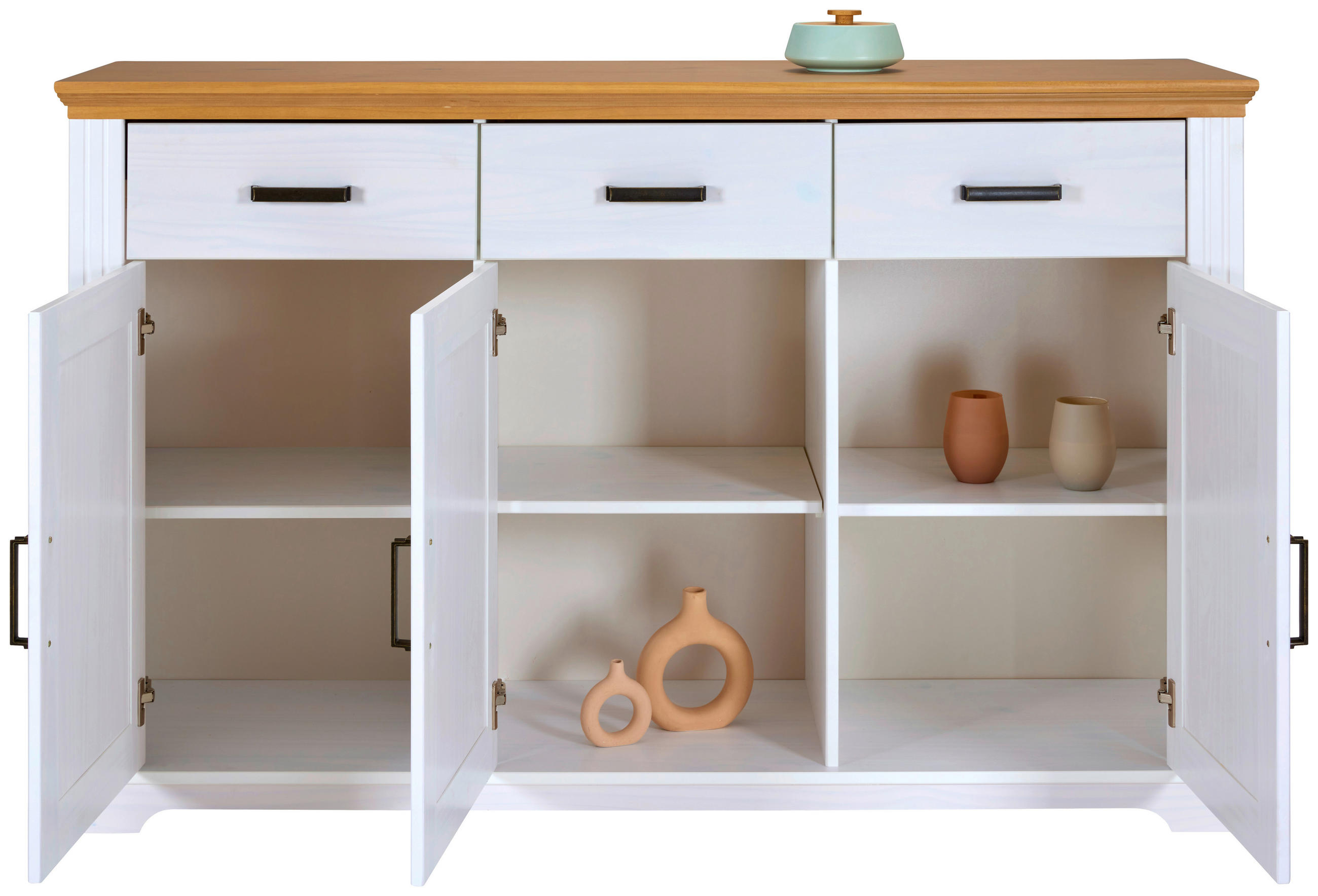KOMMODE  in 166/104/48 cm  - Eichefarben/Schwarz, Design, Holz/Metall (166/104/48cm) - Livetastic