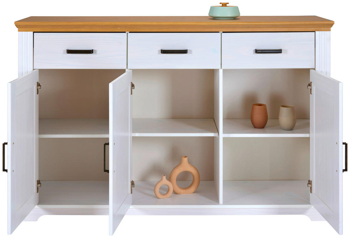 KOMMODE  in 166/104/48 cm  - Eichefarben/Schwarz, Design, Holz/Metall (166/104/48cm) - Livetastic