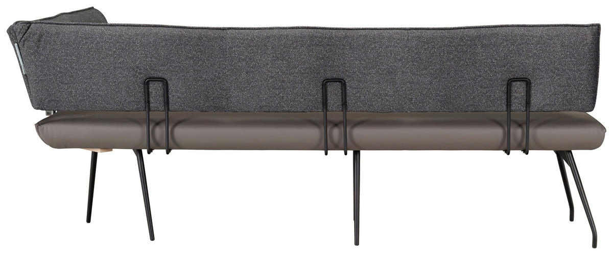 ECKBANK Metall, Textil Anthrazit  - Anthrazit/Schwarz, Design, Textil/Metall (255/205cm) - Moderano