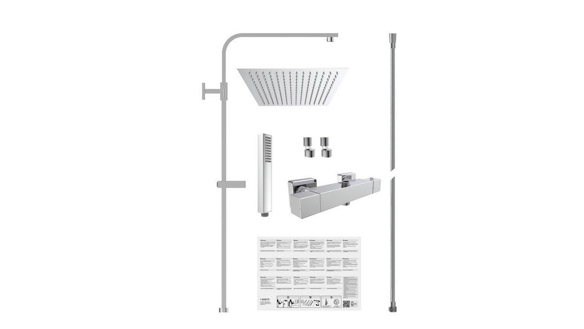ÜBERKOPFBRAUSESET  - Chromfarben, Design, Metall (30/126/37,5cm) - Schütte