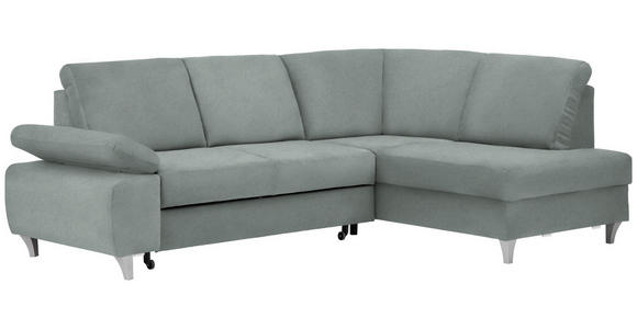 ECKSOFA in Flachgewebe Hellgrau  - Silberfarben/Hellgrau, KONVENTIONELL, Holz/Textil (255/186cm) - Cantus