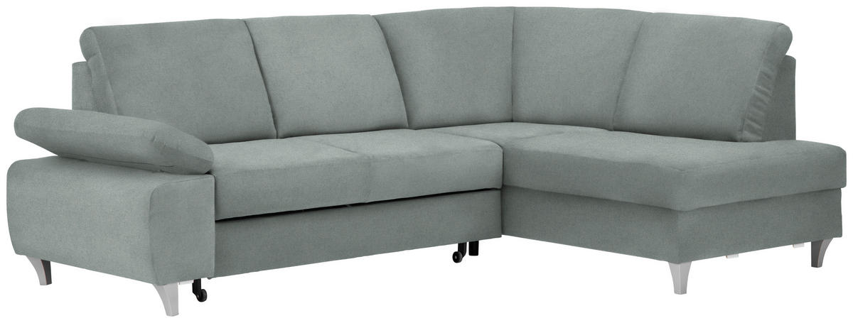ECKSOFA in Flachgewebe Hellgrau  - Silberfarben/Hellgrau, Konventionell, Holz/Textil (255/186cm) - Cantus