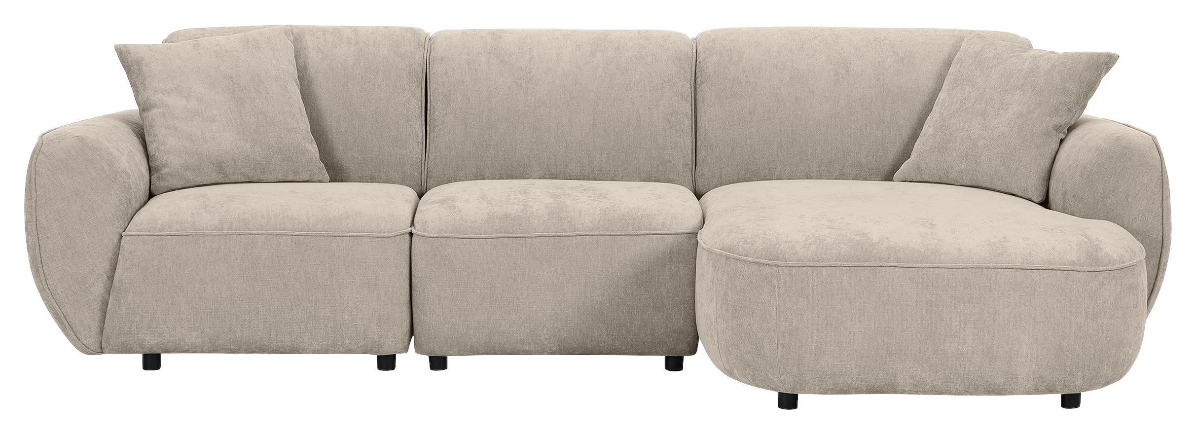 ECKSOFA Beige Flachgewebe Zierkissen, Rücken echt  - Beige/Schwarz, KONVENTIONELL, Kunststoff/Textil (285/155cm) - Milino