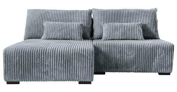 ECKSOFA Grau Cord Rückenkissen, Nierenkissen, Bettkasten  - Schwarz/Grau, MODERN, Holz/Textil (146/210cm) - Carryhome