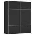SCHWEBETÜRENSCHRANK 181/223/68 cm 2-türig Schwarz  - Alufarben/Schwarz, KONVENTIONELL, Holzwerkstoff/Metall (181/223/68cm) - Novel