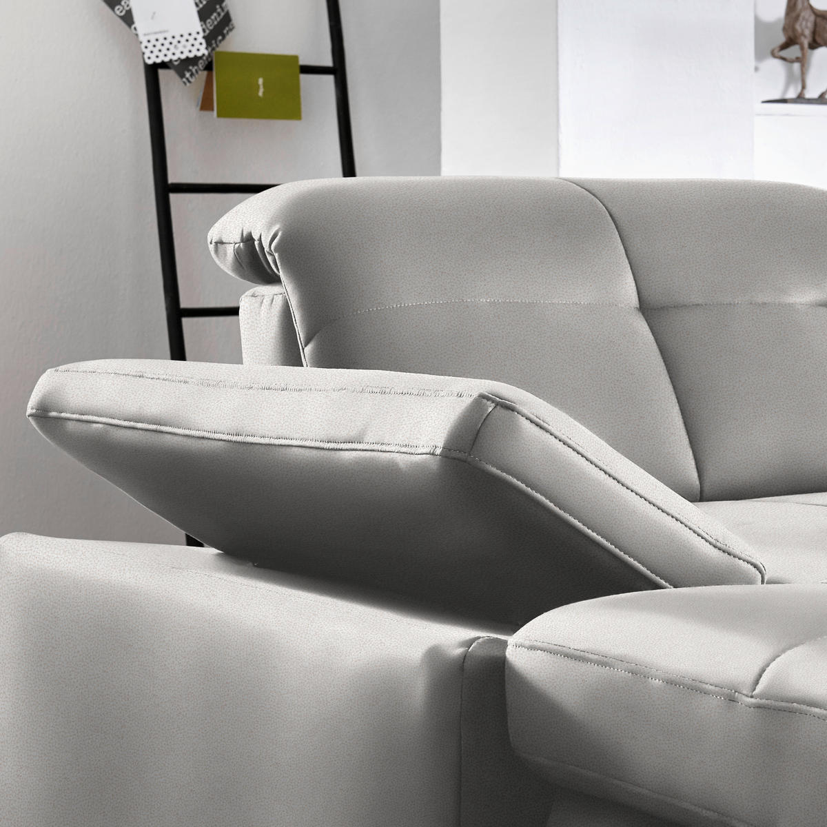 ECKSOFA Flachgewebe Creme  - Chromfarben/Creme, Design, Textil (309/195cm) - Beldomo Style
