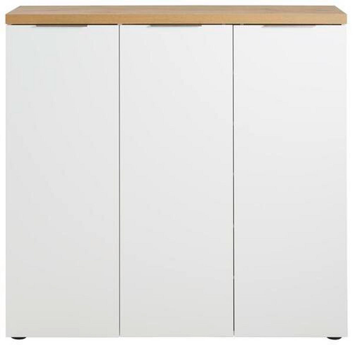 SCHUHSCHRANK Eichefarben, Weiß Hochglanz  - Chromfarben/Eichefarben, Design, Holzwerkstoff/Kunststoff (120/115/34cm) - Xora
