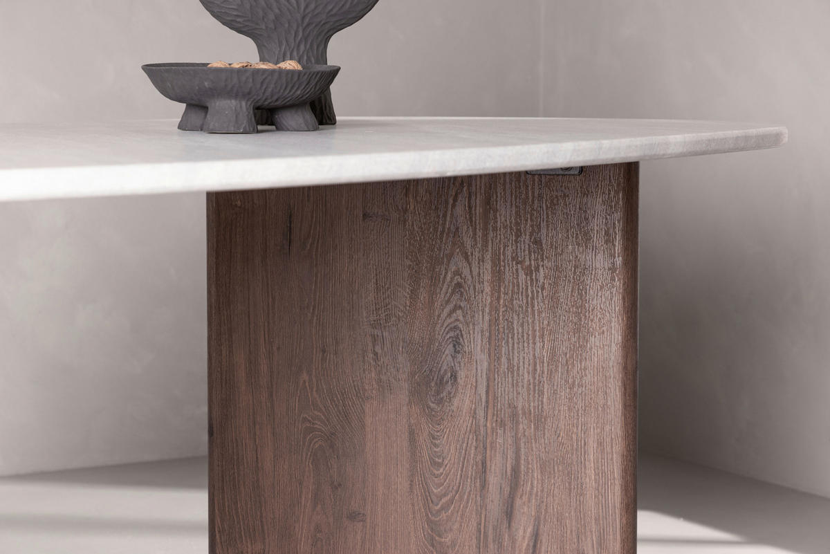 ESSTISCH furniert oval Hellgrau, Mokka  - Hellgrau/Mokka, Design, Holzwerkstoff (180/90/75cm) - Livetastic