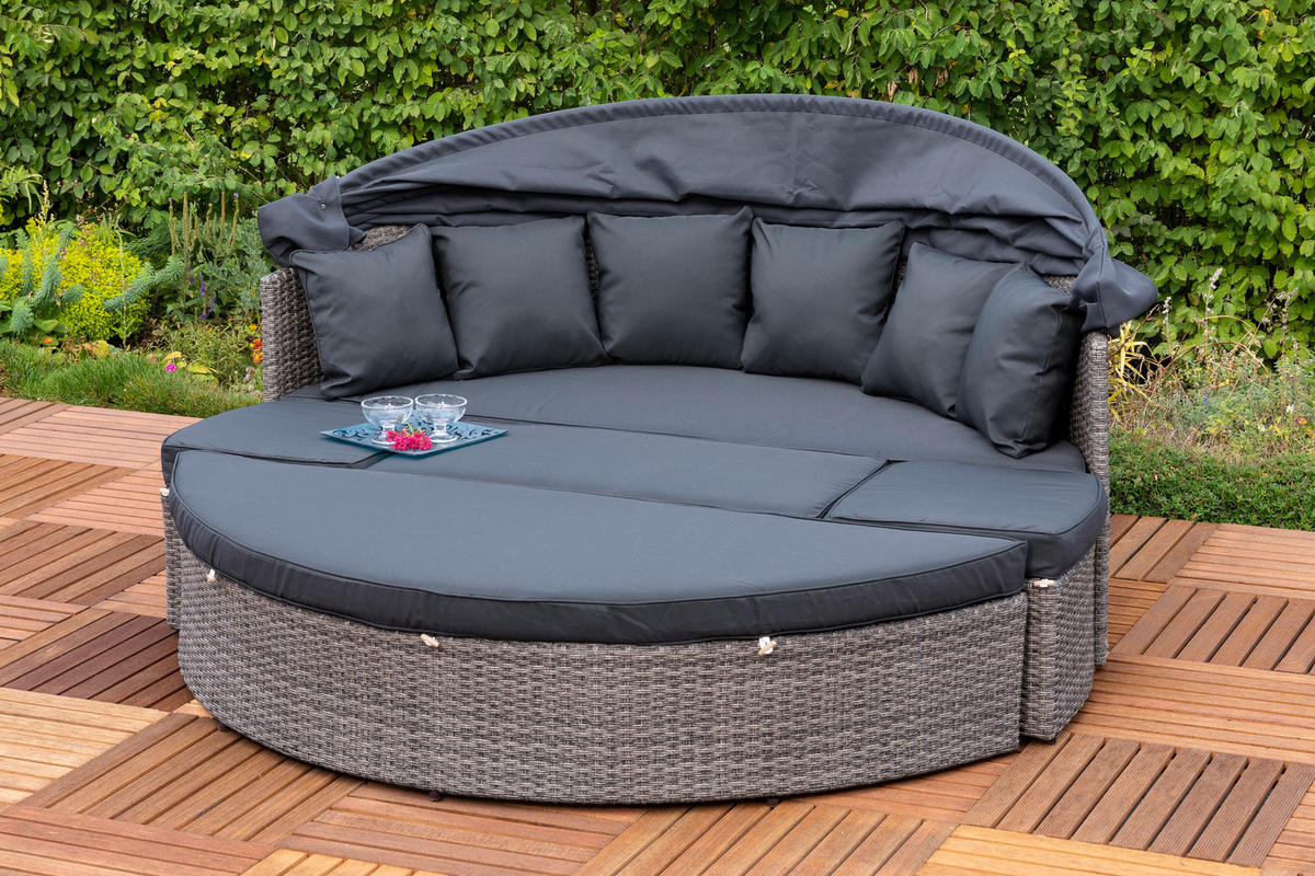 GARTENMUSCHEL 180/88/183 cm Aluminium  - Dunkelgrau/Grau, KONVENTIONELL, Kunststoff/Textil (180/88/183cm) - Gardenson