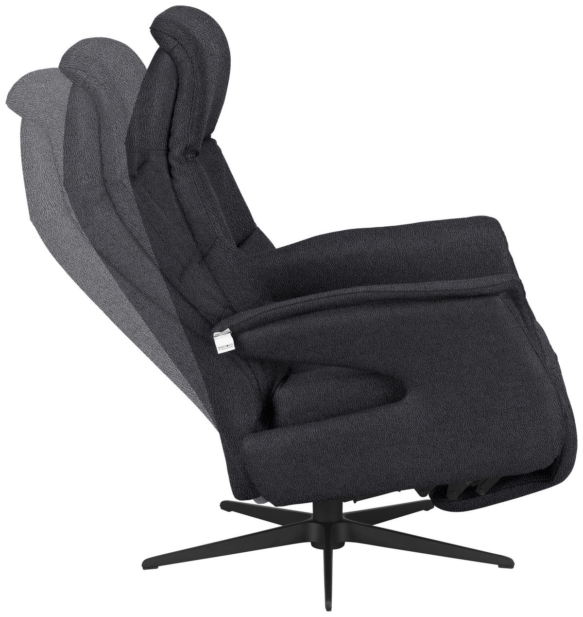 RELAXSESSEL in Leder Anthrazit  - Anthrazit/Schwarz, Design, Leder/Metall (74/105/83cm) - Welnova