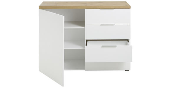 KOMMODE 120/89/43 cm  - Eichefarben/Alufarben, Design, Holzwerkstoff/Kunststoff (120/89/43cm) - Xora