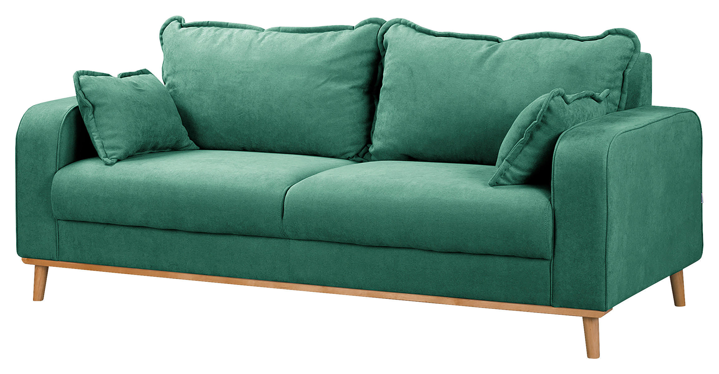 3-SITZER-SOFA Mikrofaser Mintgrün  - Wengefarben/Mintgrün, Design, Holz/Textil (193/86/87cm) - Livetastic