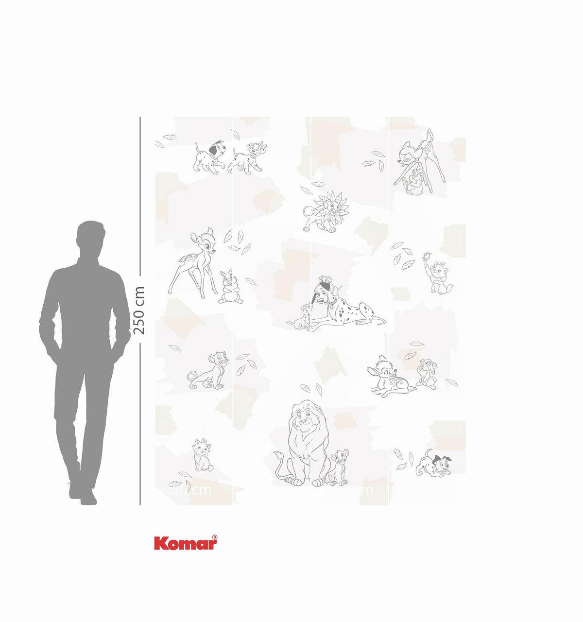 FOTOTAPETE ANIMALS  - Naturfarben, Design, Textil (200/250cm) - Disney