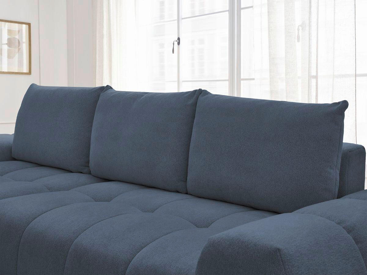 ECKSCHLAFSOFA EVEREST  mit Rücken echt, Armteil links, Armteil rechts Flachgewebe Dunkelblau  - Schwarz/Dunkelblau, MODERN, Kunststoff/Textil (318/180cm) - Livetastic