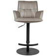 BARHOCKER in Metall, Leder Schwarz, Taupe  - Taupe/Schwarz, Design, Leder/Metall (56/89.5~115/56cm) - Novel