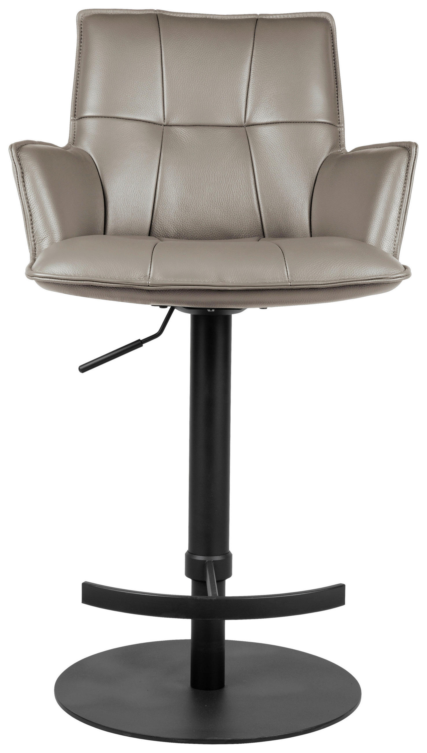 BARHOCKER in Metall, Leder Schwarz, Taupe - Taupe/Schwarz, Design, Leder/Metall (56/89.5~115/56cm) - Novel
