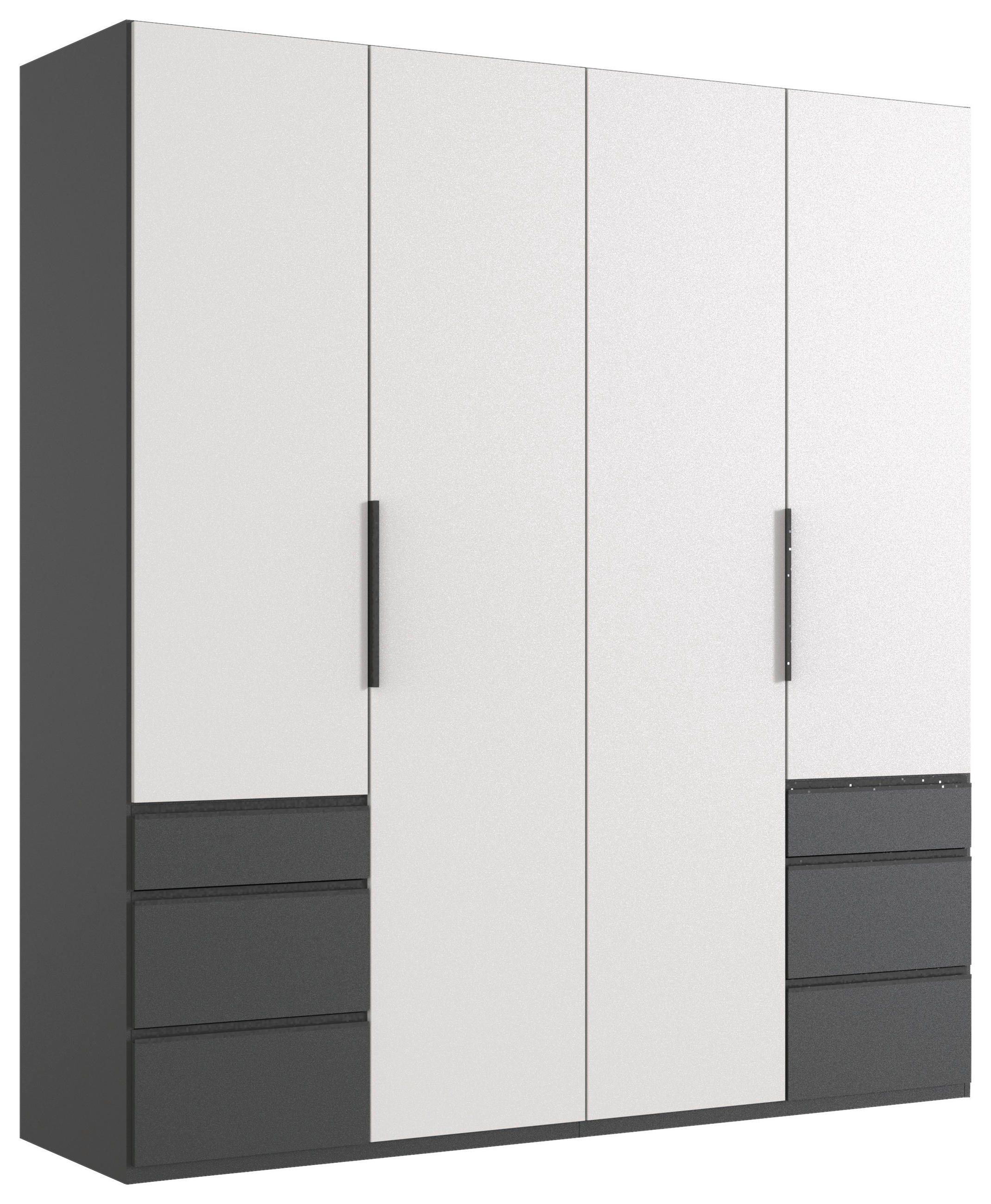 DREHTÜRENSCHRANK in Graphitfarben, Weiss  - Weiss/Schwarz, Konventionell, Holzwerkstoff/Metall (200/236/58cm) - Hom`in