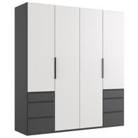 DREHTÜRENSCHRANK Graphitfarben, Weiss  - Weiss/Schwarz, Konventionell, Holzwerkstoff/Metall (200/236/58cm) - Hom`in