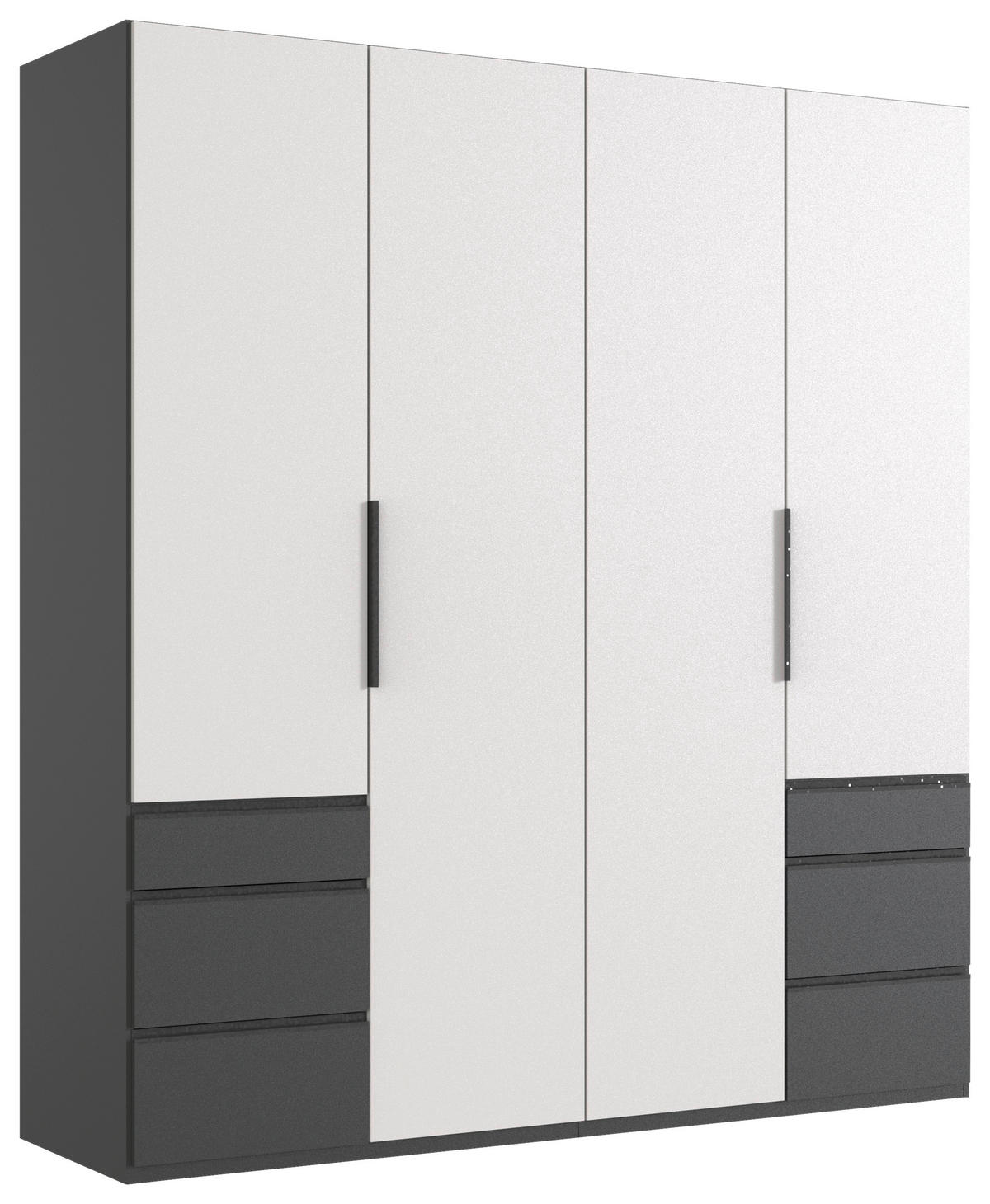 DREHTÜRENSCHRANK Graphitfarben, Weiss  - Weiss/Schwarz, Konventionell, Holzwerkstoff/Metall (200/236/58cm) - Hom`in