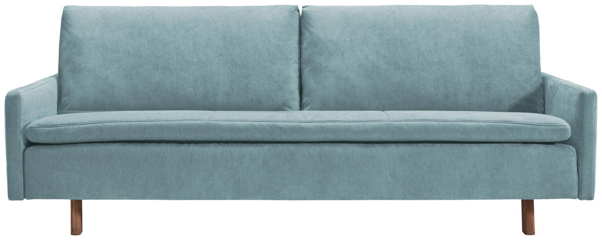 SCHLAFSOFA Flachgewebe Blau  - Blau/Eichefarben, KONVENTIONELL, Holz/Textil (220/85/98cm) - Carryhome