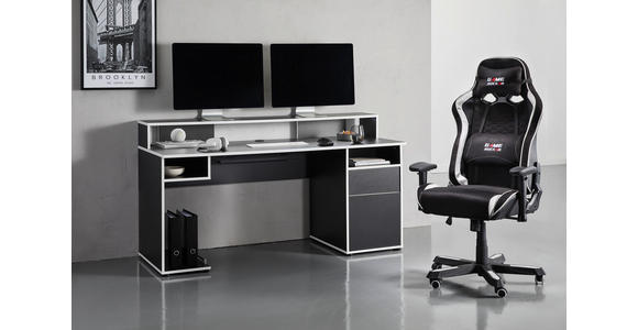 GAMINGTISCH Schwarz, Weiß - Schwarz/Weiß, MODERN, Holzwerkstoff (170/65/92cm) - Novel