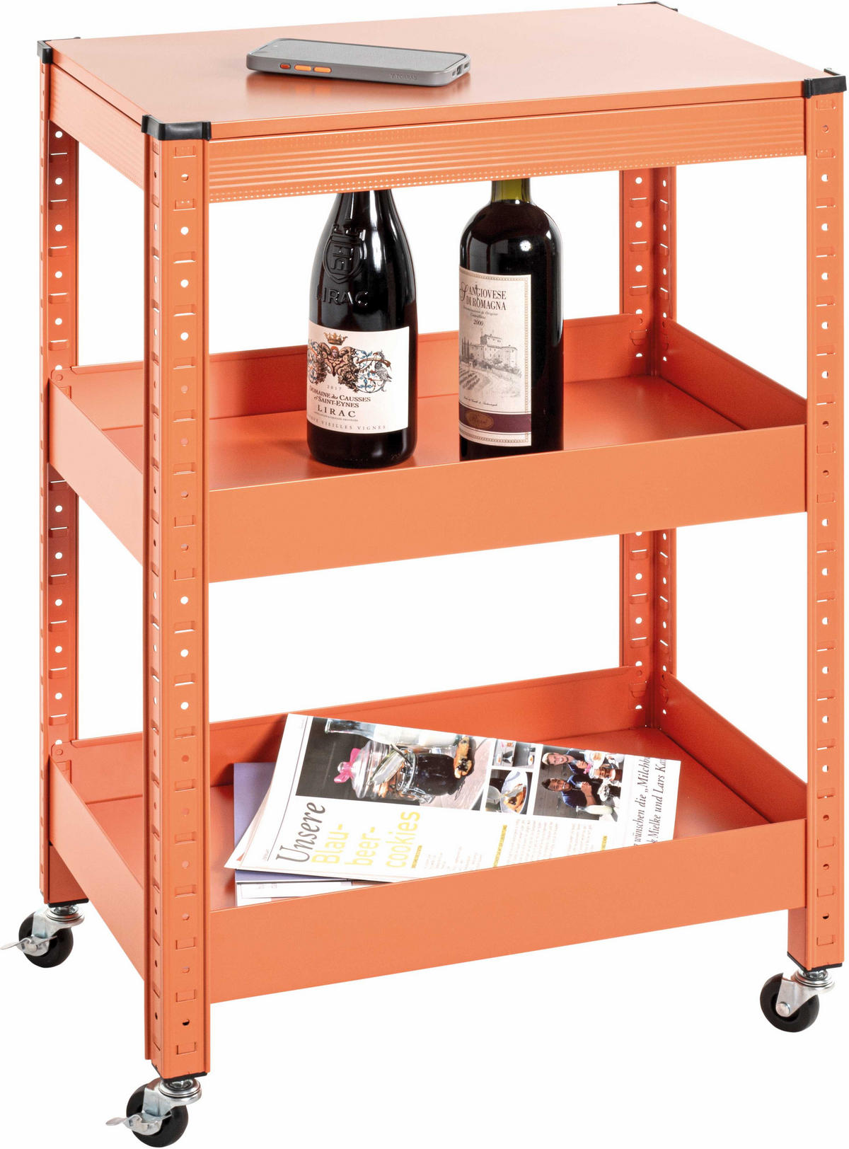 SERVÍROVACÍ VOZÍK, oranžová, 50/32/75 cm - oranžová, Design, kov (50/32/75cm)