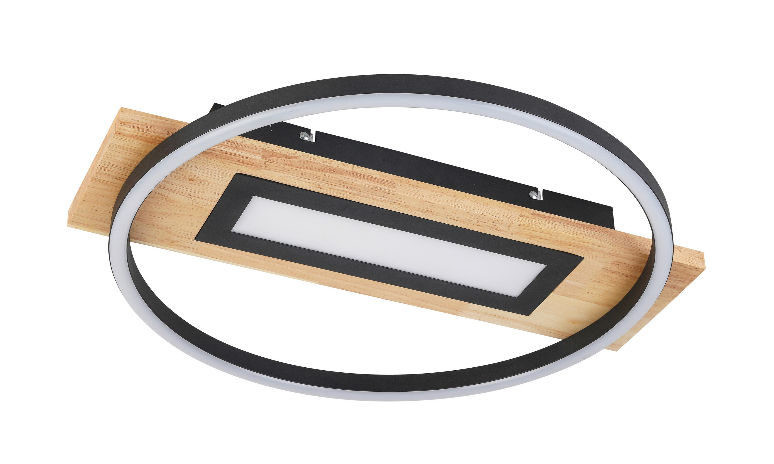 LED-DECKENLEUCHTE Yui 45/50/7,5 cm   - Schwarz/Naturfarben, Trend, Holz/Kunststoff (45/50/7,5cm) - Novel