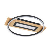 LED-DECKENLEUCHTE 45/50/7,5 cm   - Schwarz/Naturfarben, Trend, Holz/Kunststoff (45/50/7,5cm) - Novel