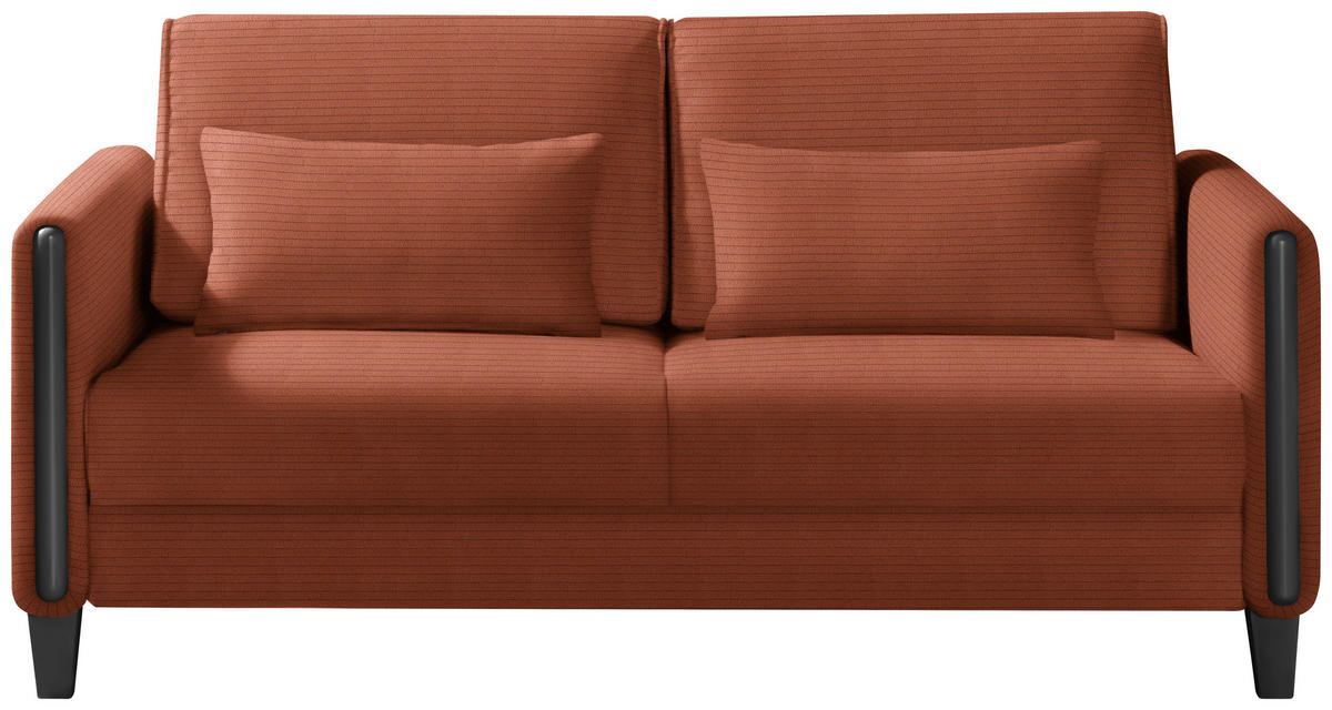 SCHLAFSOFA in Holz, Textil Schwarz, Rostfarben  - Rostfarben/Schwarz, Design, Holz/Textil (174/88/104cm) - Niels Andersson