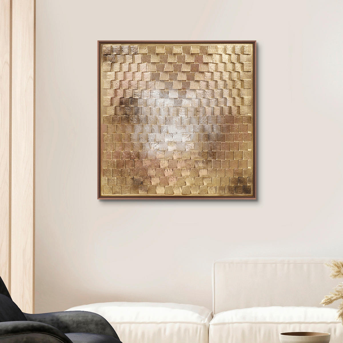ORIGINALNA SLIKA   - bronzana/višebojna, Dizajnerski, pločasti materijal/plastika (100/100cm) - Monee