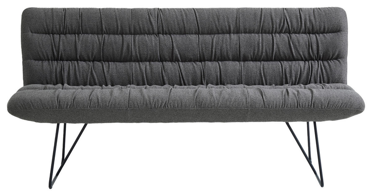 SITZBANK 182/88/66 cm Leinenoptik Schwarz, Cappuccino  - Schwarz/Cappuccino, Design, Textil/Metall (182/88/66cm) - Dieter Knoll