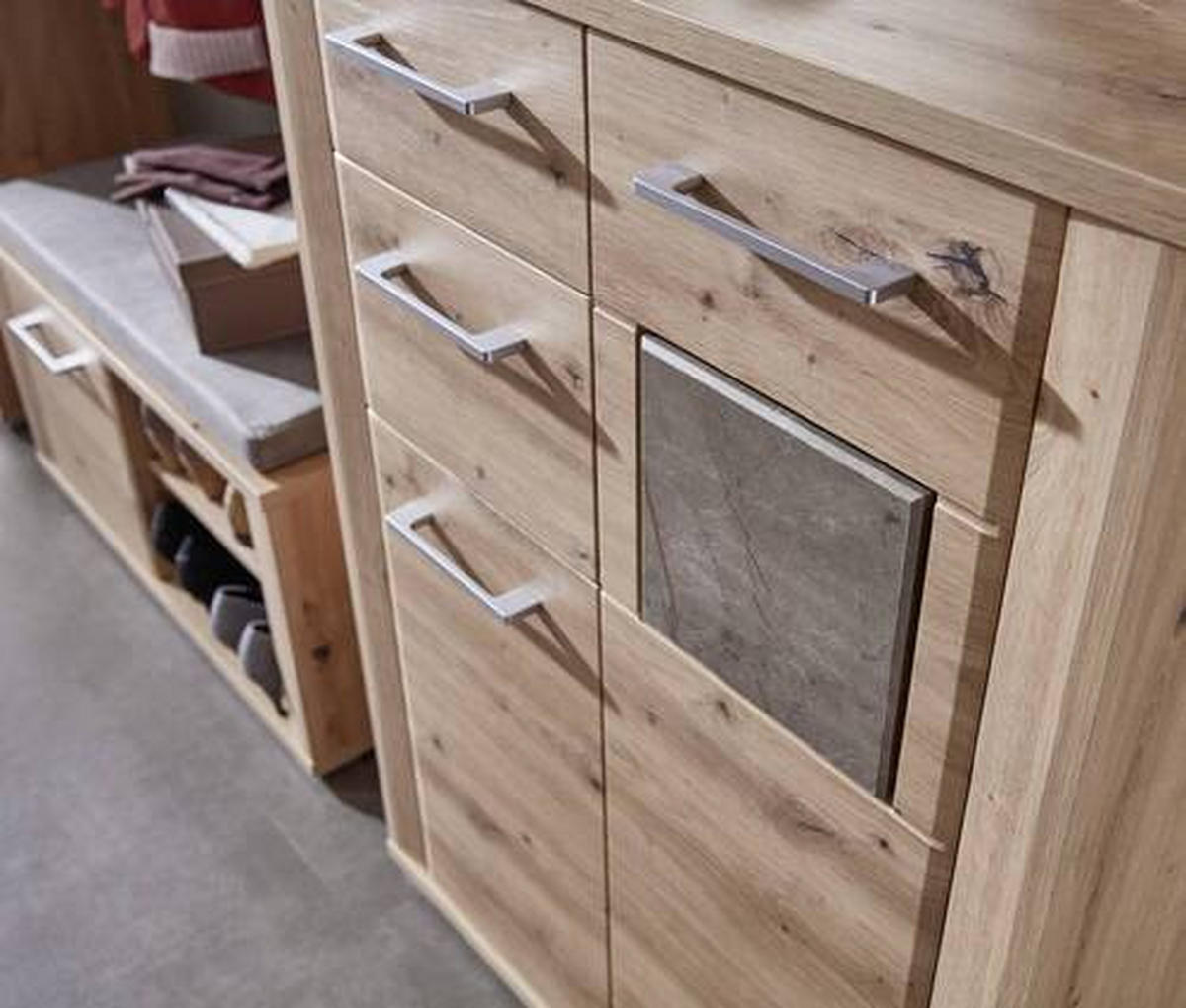 SCHUHSCHRANK  in 76/104/38 cm  - Chromfarben/Eichefarben, KONVENTIONELL, Holzwerkstoff/Kunststoff (76/104/38cm) - MID.YOU