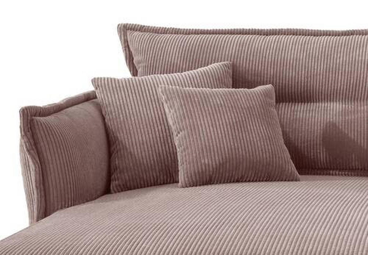 ECKSOFA Rosa Cord  - Schwarz/Rosa, MODERN, Textil/Metall (180/255cm) - Livetastic