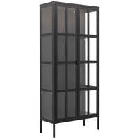 VITRINE  in Schwarz  - Schwarz, Design, Glas/Metall (80/180/35cm) - Xora