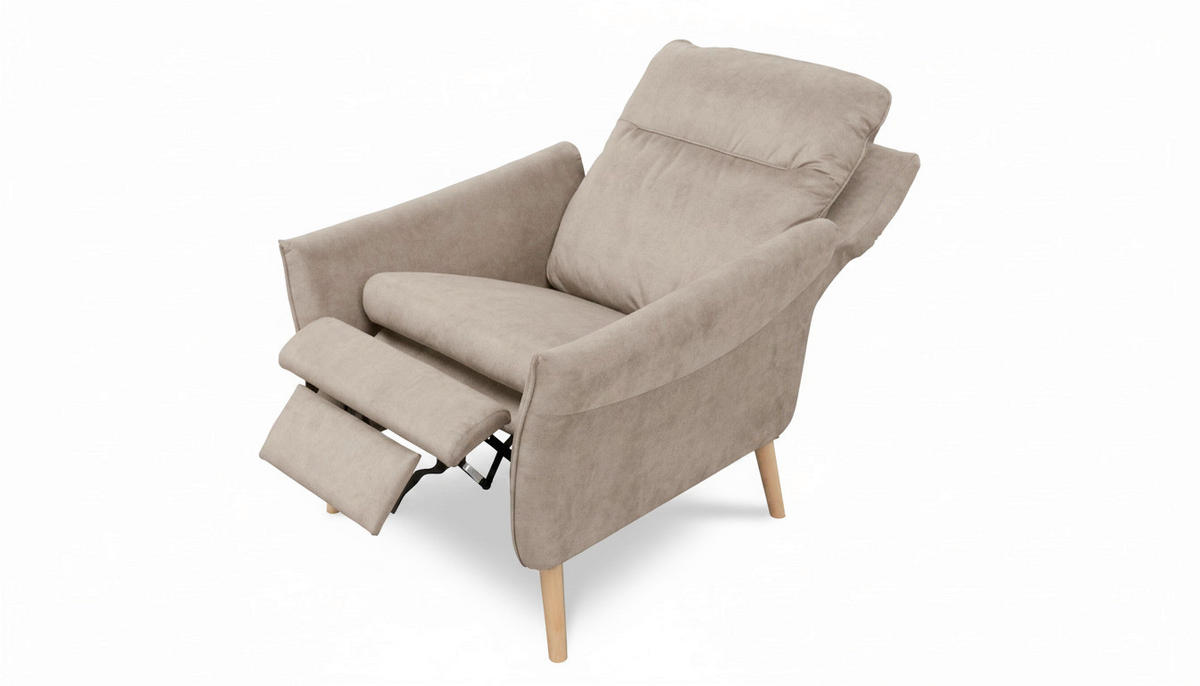 RELAXSESSEL in Textil Beige  - Beige/Buchefarben, Design, Holz/Textil (88/110/92cm) - Livetastic