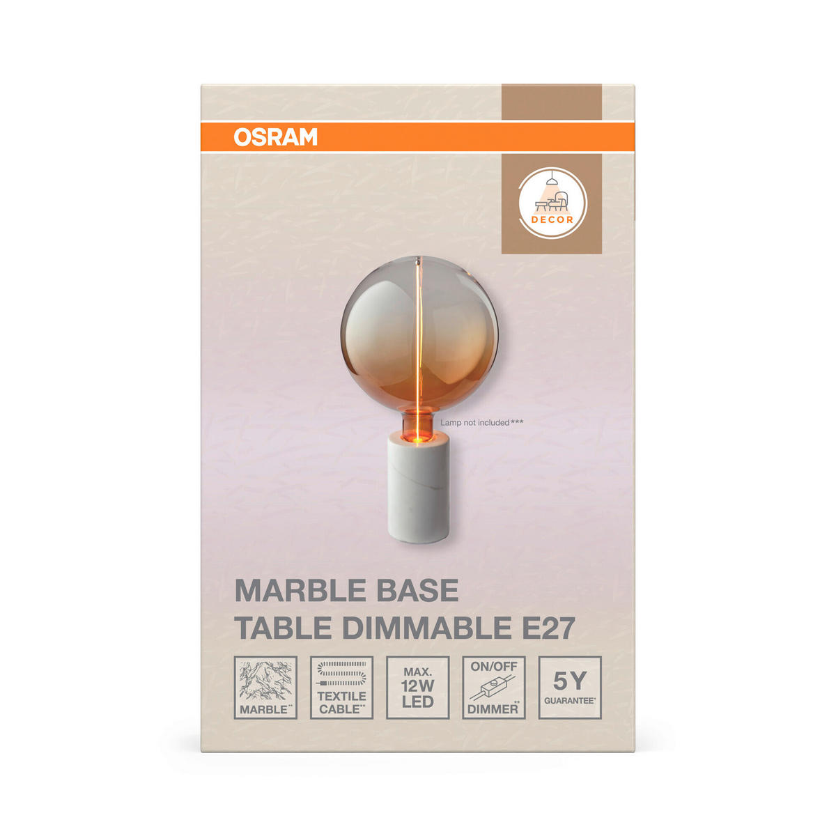 TISCHLEUCHTE 8/13 cm   - Weiß, Basics, Stein (8/13cm) - Osram