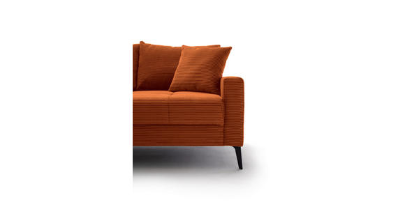 ECKSOFA  in Cord Dunkelorange  173/280 cm  - Dunkelorange/Schwarz, KONVENTIONELL, Textil/Metall (173/280cm) - Hom`in