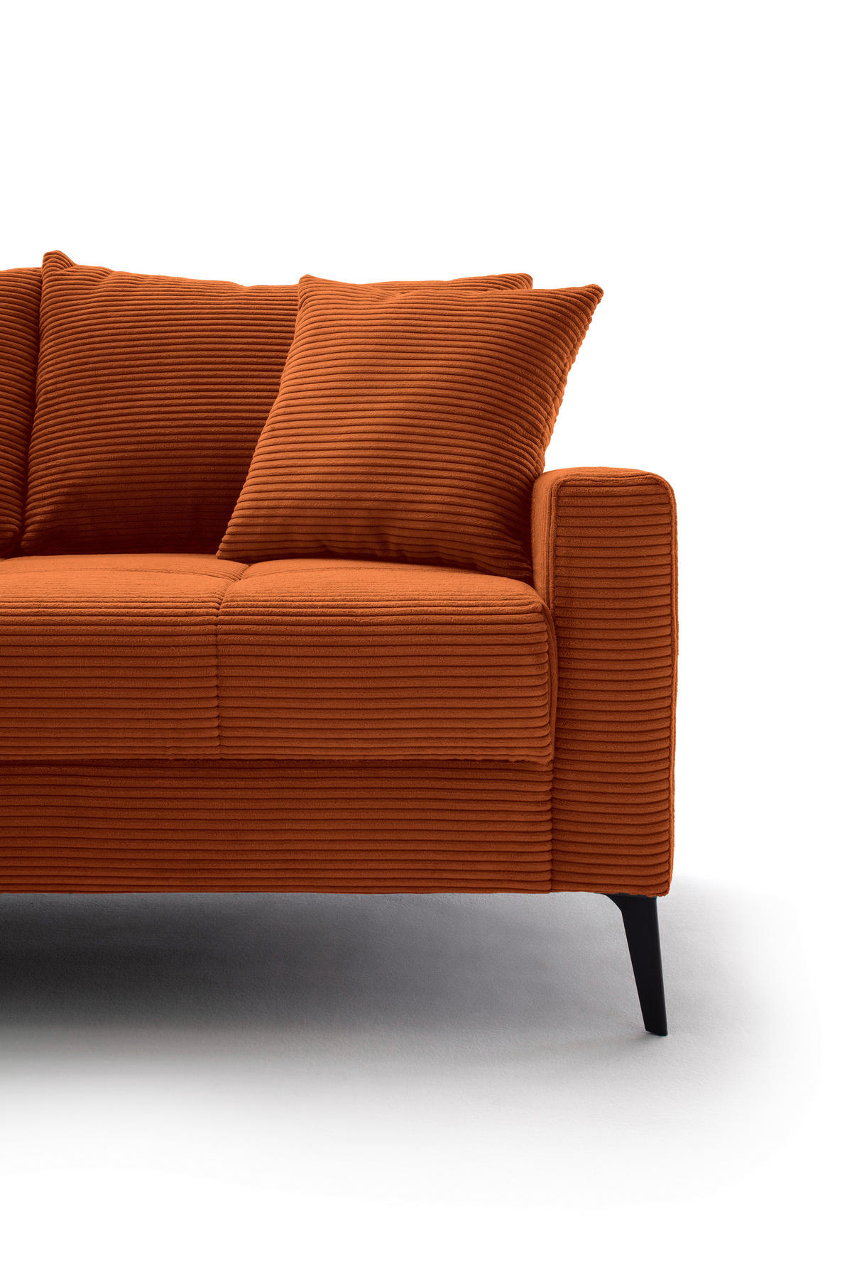 ECKSOFA Dunkelorange Cord  - Dunkelorange/Schwarz, KONVENTIONELL, Textil/Metall (173/280cm) - Hom`in