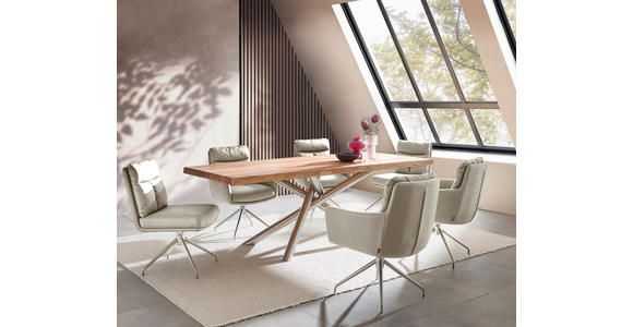ARMLEHNSTUHL in Edelstahl Mikrofaser - Taupe/Edelstahlfarben, Design, Textil/Metall (62/89,5/65cm) - Novel