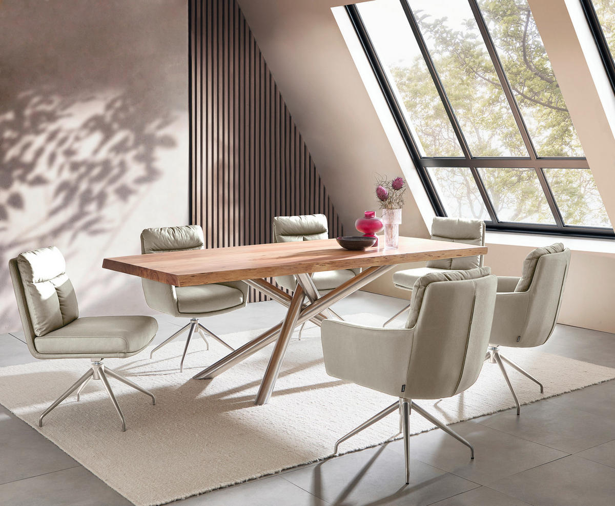 ARMLEHNSTUHL  in Edelstahl Mikrofaser  - Taupe/Edelstahlfarben, Design, Textil/Metall (62/89,5/65cm) - Novel