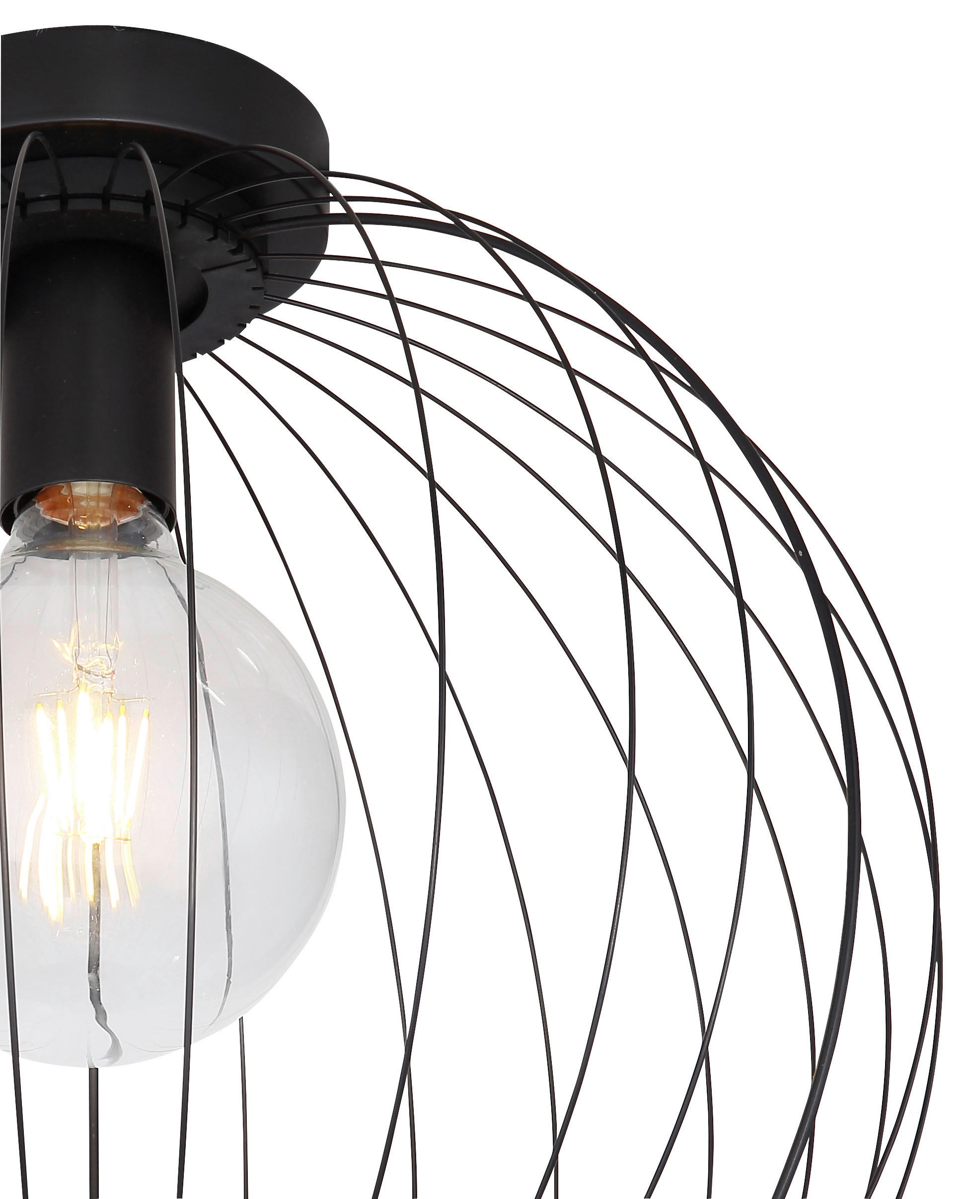 Thumbnail - Globo Deckenleuchte Roza, Schwarz, Metall, 37.5 cm, Lampen & Leuchten, Innenbeleuchtung, Deckenleuchten