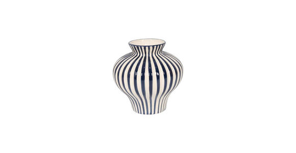 VASE 21 cm - Weiß/Dunkelblau, LIFESTYLE, Keramik (21/21cm) - Ambia Home