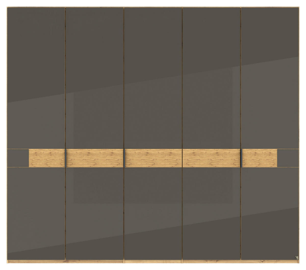 DREHTÜRENSCHRANK 250/216/58 cm,  in Braun, Eiche Bianco, 5 Tür(en)  - Schieferfarben/Eiche Bianco, Design, Glas/Holz (250/216/58cm) - Musterring