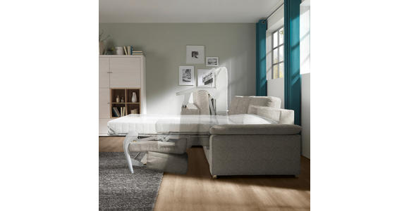 ECKSOFA in Flachgewebe Graubraun - Chromfarben/Graubraun, KONVENTIONELL, Textil/Metall (176/285cm) - Novel