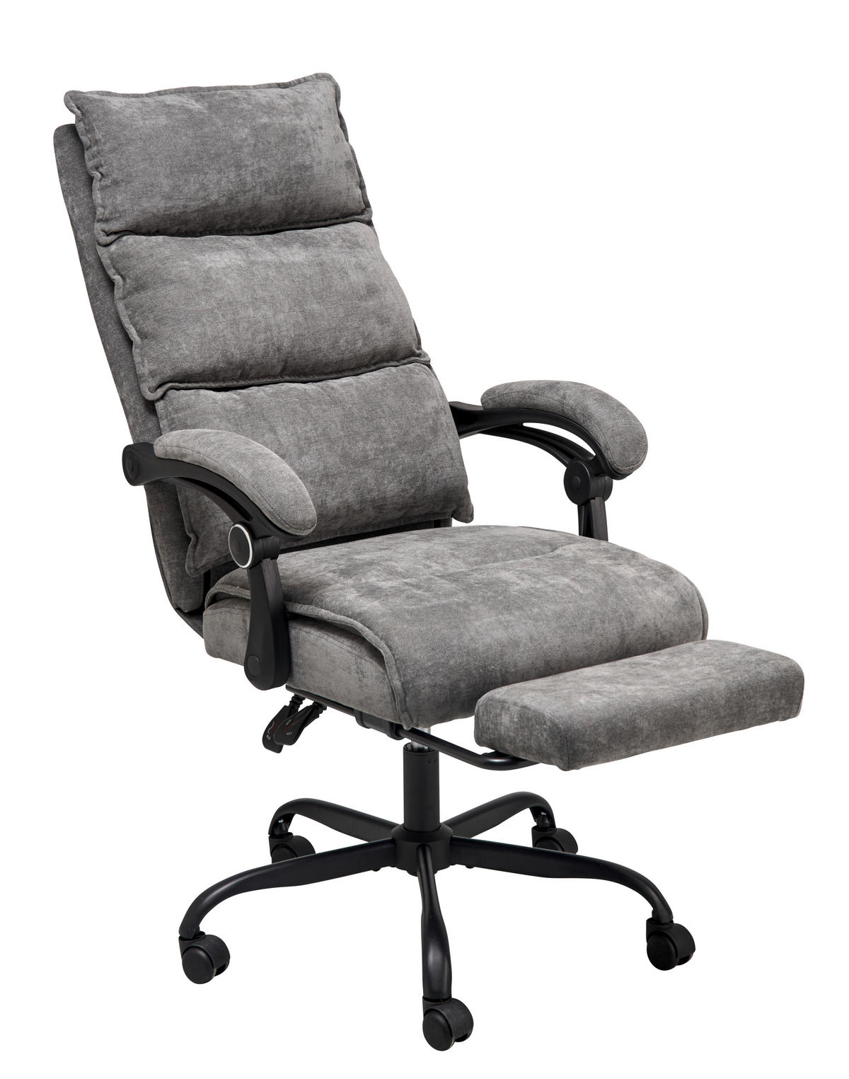 DREHSTUHL  in Chenille Grau  - Schwarz/Grau, Lifestyle, Holz/Kunststoff (66/112-120/62cm) - MID.YOU
