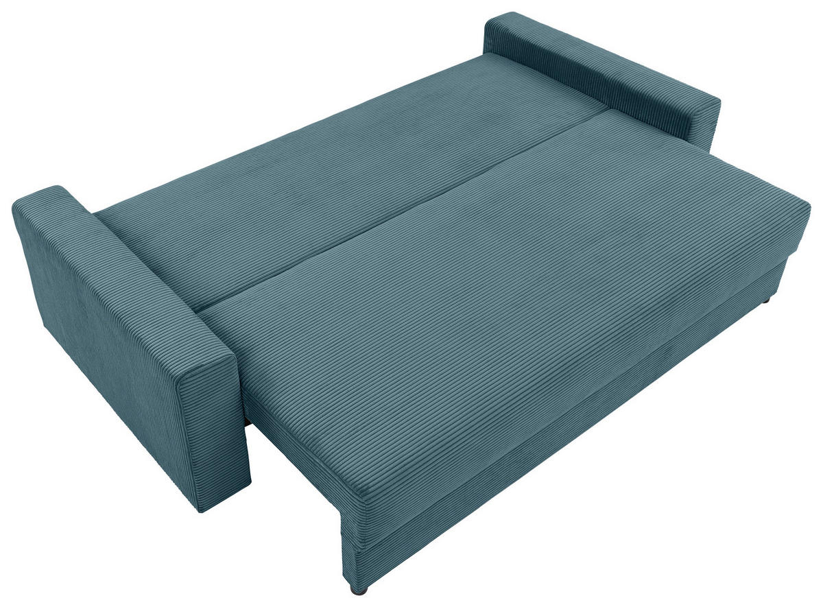 SCHLAFSOFA Cord Türkis  - Türkis/Schwarz, KONVENTIONELL, Kunststoff/Textil (233/92/108cm) - Carryhome