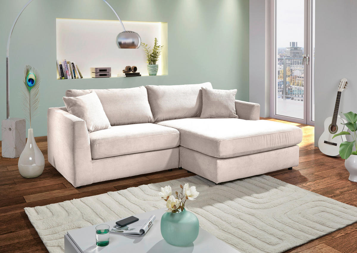 ECKSOFA Naturfarben Cord  - Schwarz/Naturfarben, KONVENTIONELL, Kunststoff/Textil (234/170cm) - Carryhome