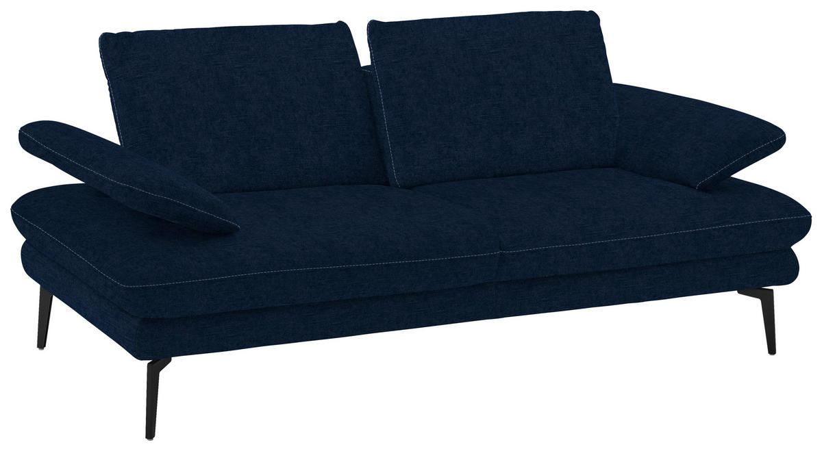 2,5-SITZER in Velours Dunkelblau  - Beige/Schwarz, Design, Textil/Metall (196/89/104cm) - Dieter Knoll