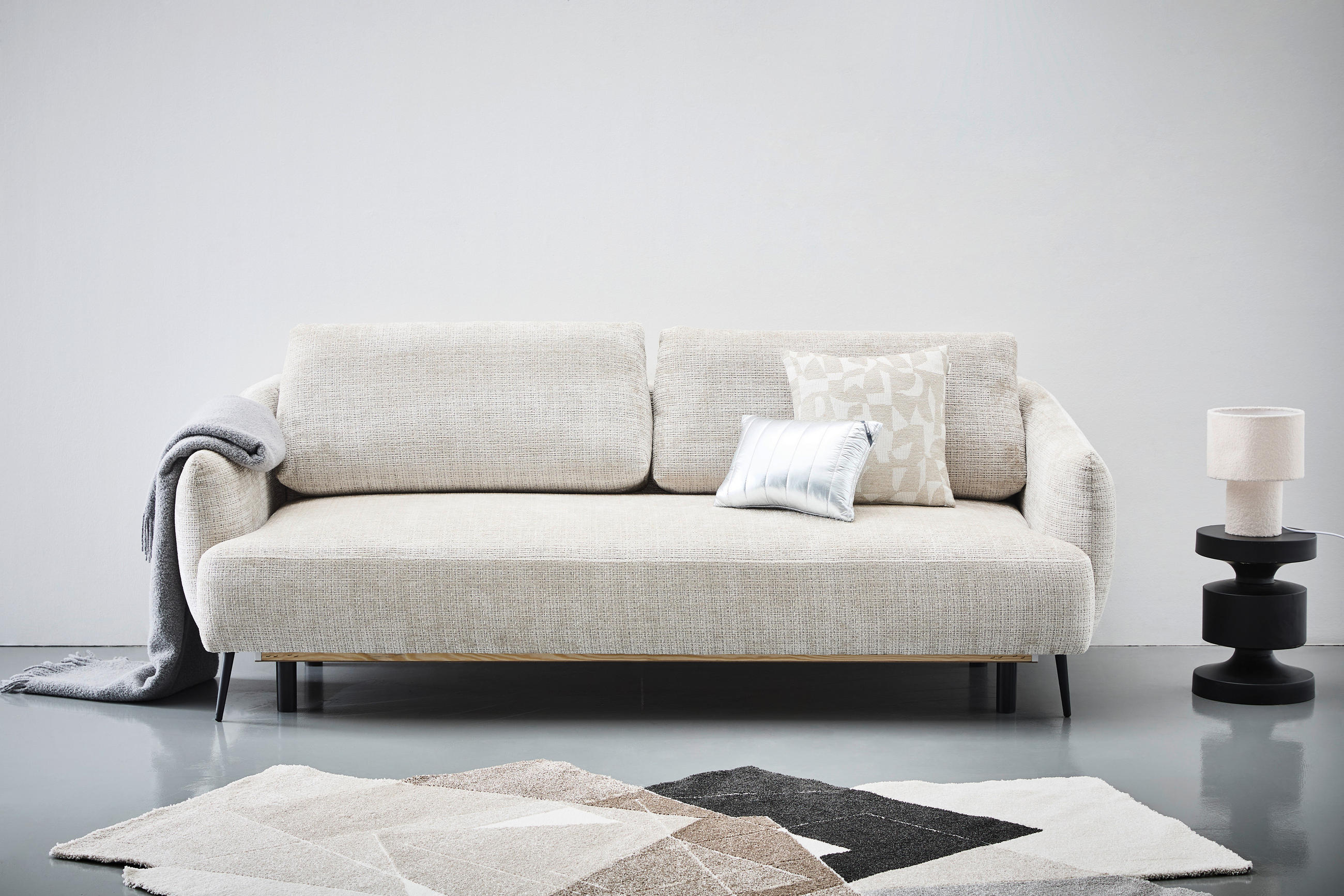 SCHLAFSOFA in Chenille Grau  - Schwarz/Grau, Konventionell, Textil/Metall (228/75/98cm) - Carryhome